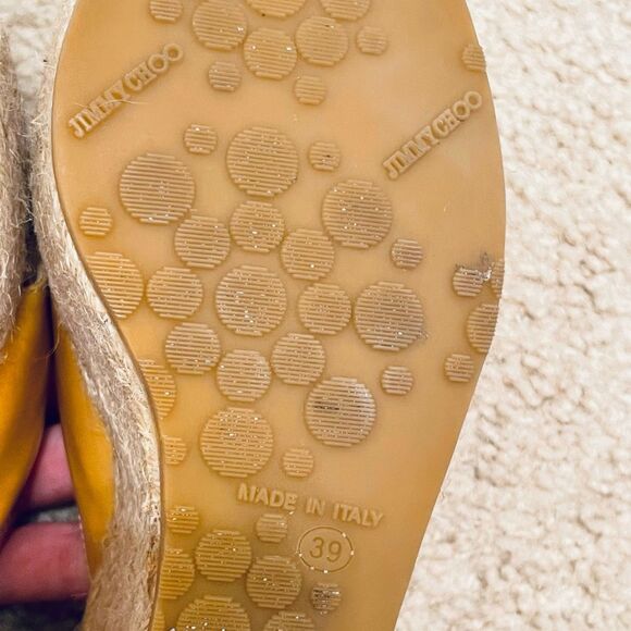 100% authentic Jimmy Choo Tan Patent Leather Espadrilles Sz39 - Picture 7 of 14